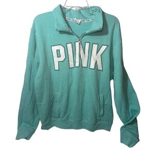 PINK Victoria's Secret Teal Quarter-Zip Hoodie